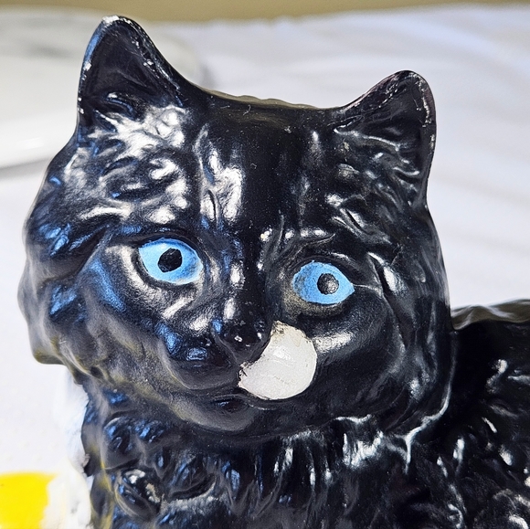 Vintage Art Studio Ceramic Cat Black And White Red Bow MCM - Picture 5 of 12